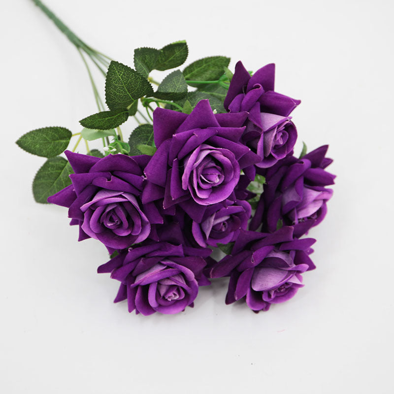 Künstliche Rosenblüten-Busch, 7 Blüten, 38 cm hoch, Seidenstoff, für Hochzeit, Dekoration, Innenraum