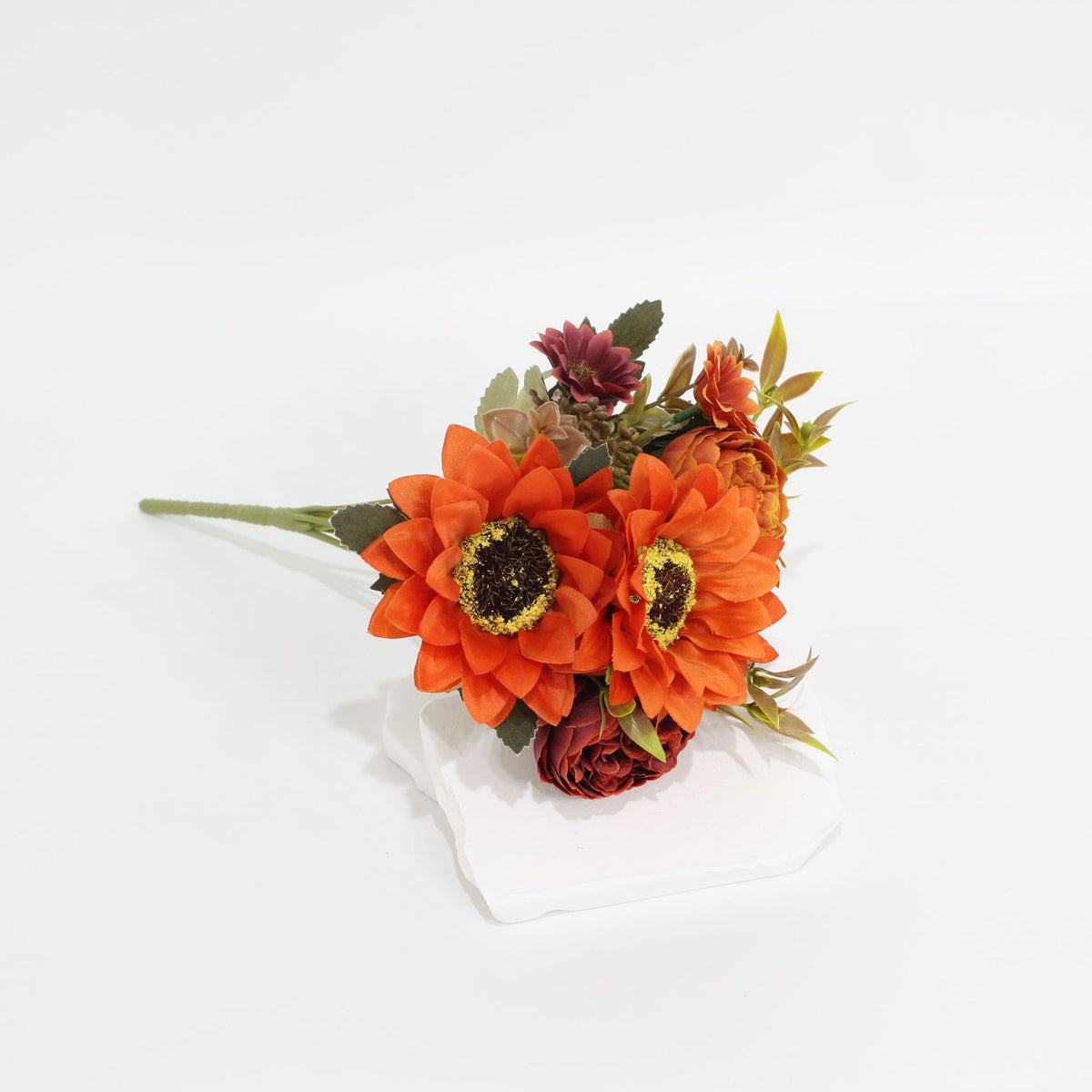 32 cm künstliche Sonnenblumen, Pfingstrosen und Gänseblümchen, Strauß mit 8 Blüten, für Haushalt und Gewerbe