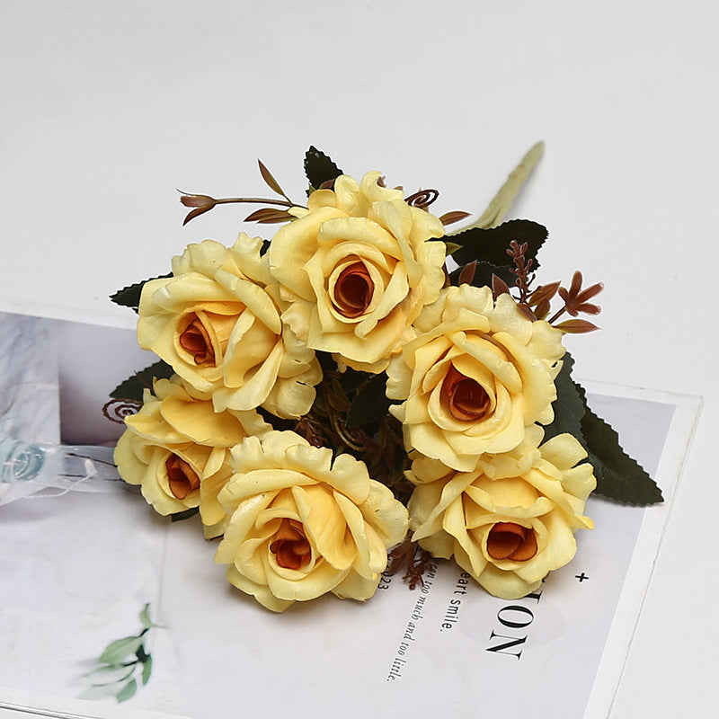 Retro-Stil künstliche Rose, 6-Blüten-Busch, 30 cm, aus Seidenstoff, für Hochzeiten und Inneneinrichtung