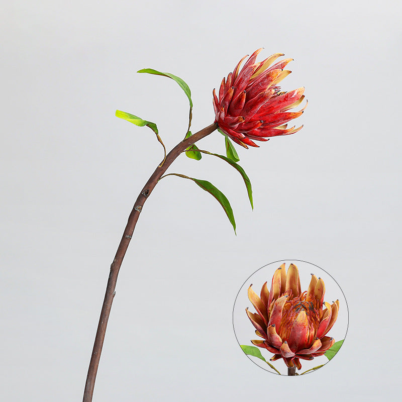 Künstliche Protea Blüte, einzelner Stiel mit 1 Blütenkopf, 63 cm hoch, aus seidenähnlichem Polyester, für Hochzeitsdekoration und Inneneinrichtung