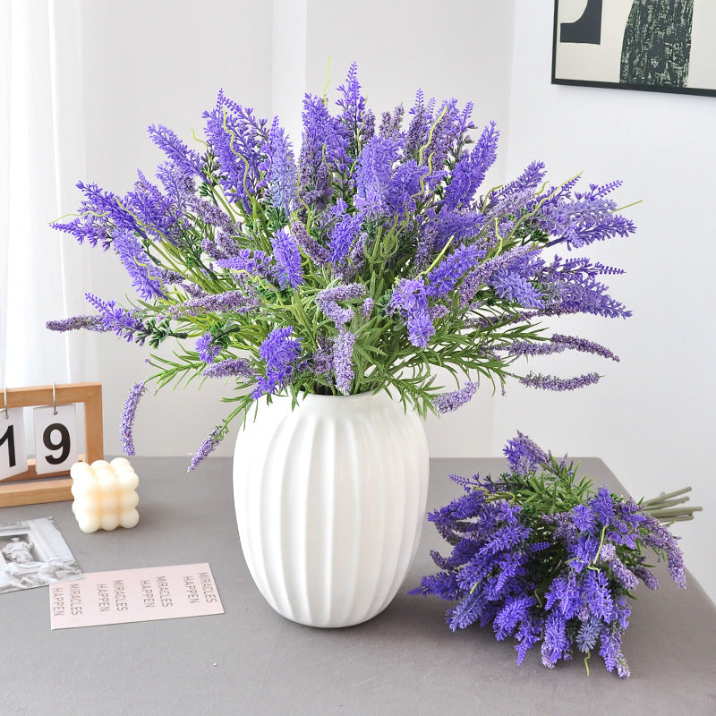 Künstlicher Lavendelstrauß, 6 Stiele mit 36 Blüten, 47 cm, für Hochzeit, Dekoration, Schaufenster