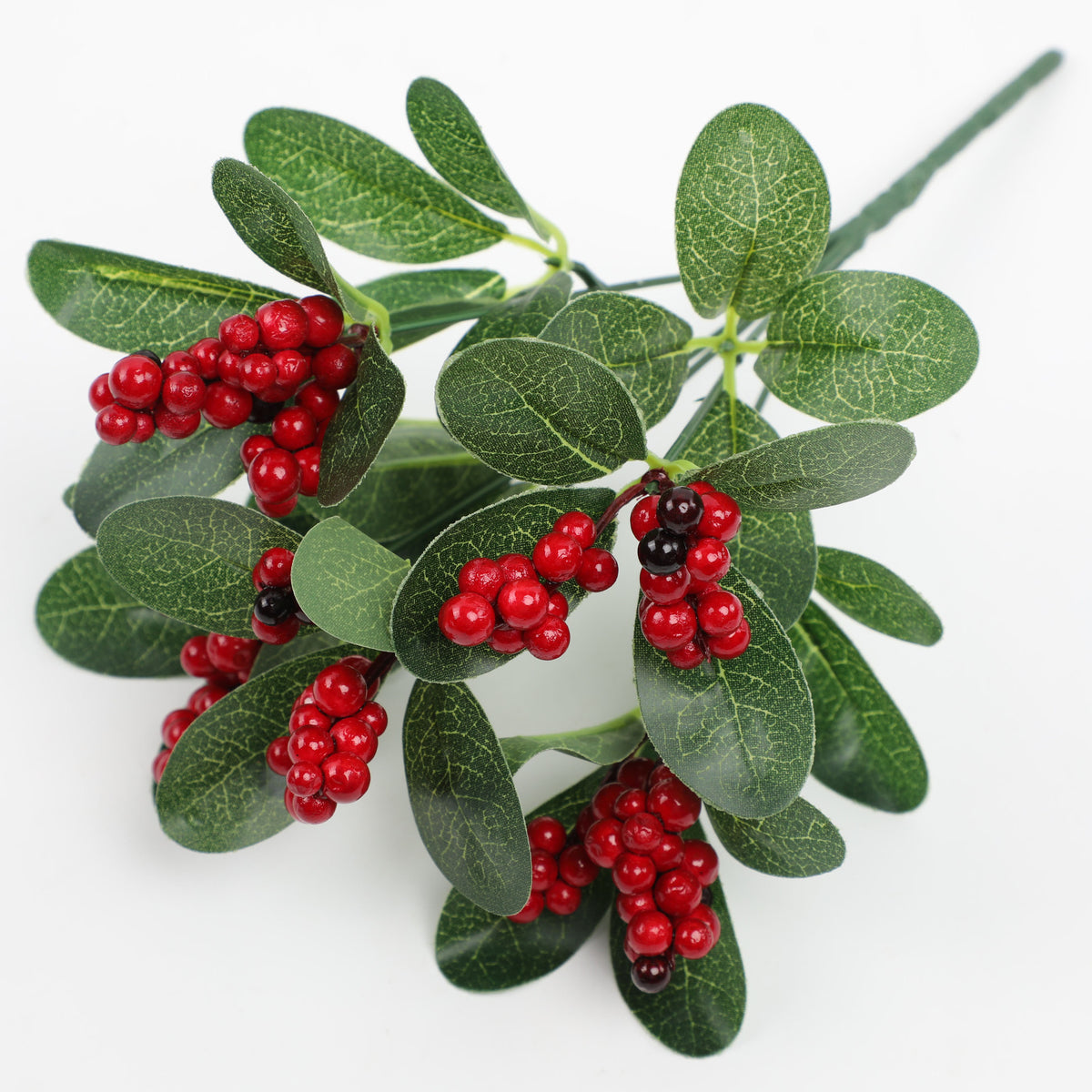 Künstliche Eukalyptusblätter mit roten Beeren, 27 cm, für Hochzeiten, Dekoration, Innenräume, Großhandel