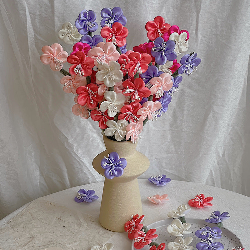 Künstliche Seiden-Pflaumenblüten Bouquet, 10 Stiele mit 30 Blüten, 30 cm hoch, für Hochzeit, Dekoration, Handel