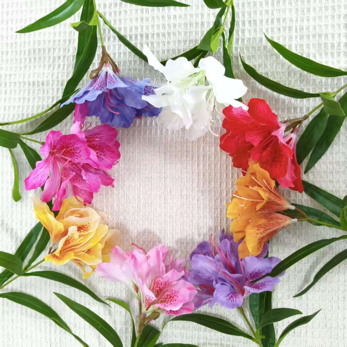 Kunstblume Rhododendron, 70 cm hoch, 3 Blüten, aus Seidenstoff, für Hochzeiten und Innendekoration