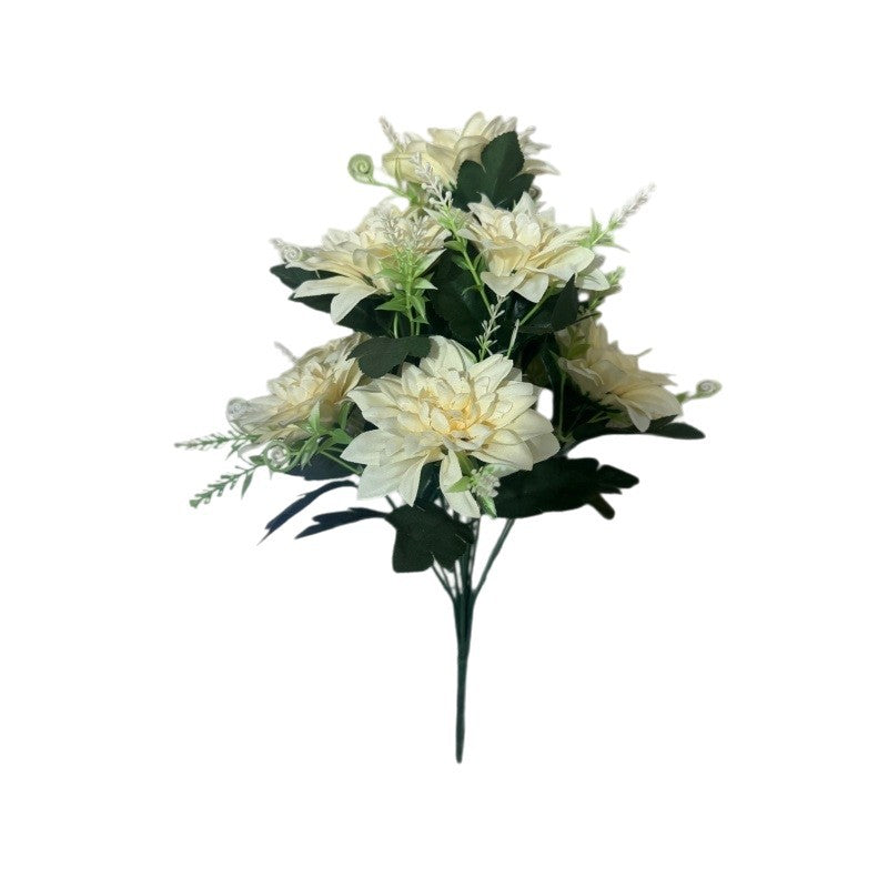 Künstliche Chrysanthemen Busch mit 12 Blüten, 38 cm Höhe, Seidenstoff-Dekoration für Hochzeiten, Home Staging und Gewerbe