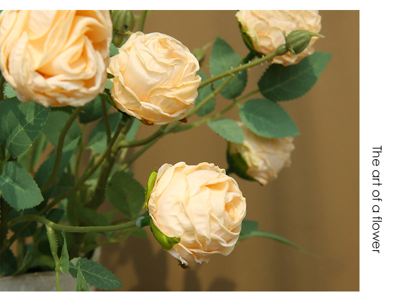 Künstliche Rose mit 3 Blüten, Einzelstiel, 57 cm, Seidenstoff, für Wohnzimmer und Tischdekoration