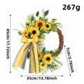 Künstlicher Sonnenblumen-Halbkranz mit Bienen, 45 cm, Herbst-Dekoration, Türschmuck aus Kunststoff