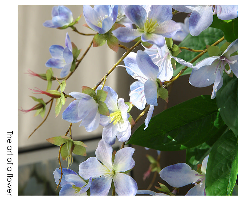 Künstliche Jasminblüte, 80 cm, Seide, 9 Blüten, Single Stem für Hochzeit, Shop-Deko, Innenraum, Bürodekoration, Großhandel