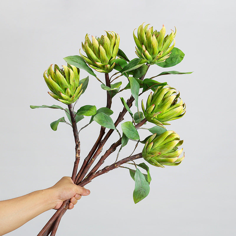 Künstliche Protea Blüte, einzelner Stiel mit 1 Blütenkopf, 63 cm hoch, aus seidenähnlichem Polyester, für Hochzeitsdekoration und Inneneinrichtung