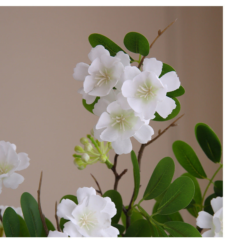 Künstliche Blume, 74 cm, Seidenstoff, Einzelstiel mit 30 Blüten, Weiß/Rosa, für Zuhause, Hotel, Schaufenster