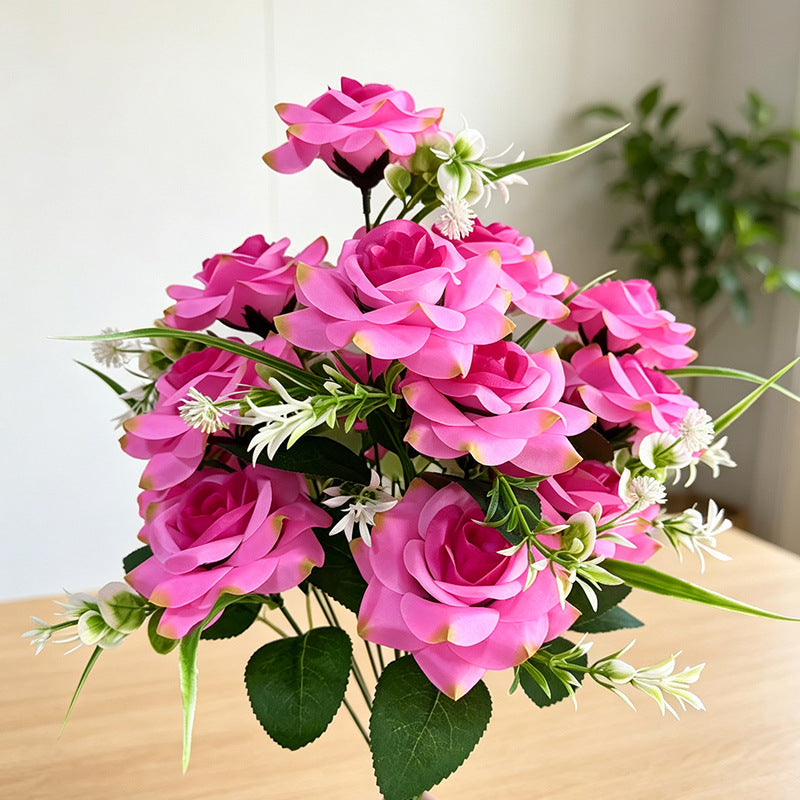 Künstlicher Rosenstrauß mit 18 Blüten, 40 cm hoch, modern, für Hochzeit, Dekoration, Innen- und Außenbereich