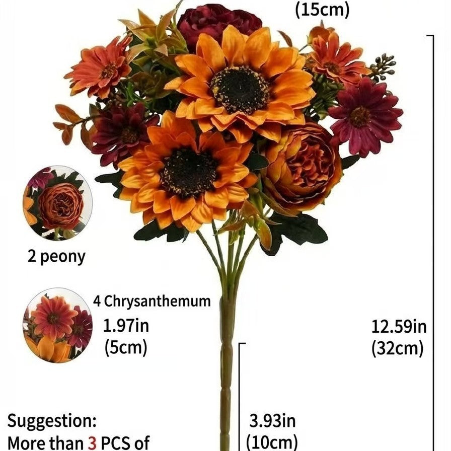 32 cm Sonnenblumenstrauß, Kunststoff, 6 Blüten, moderne Dekoration