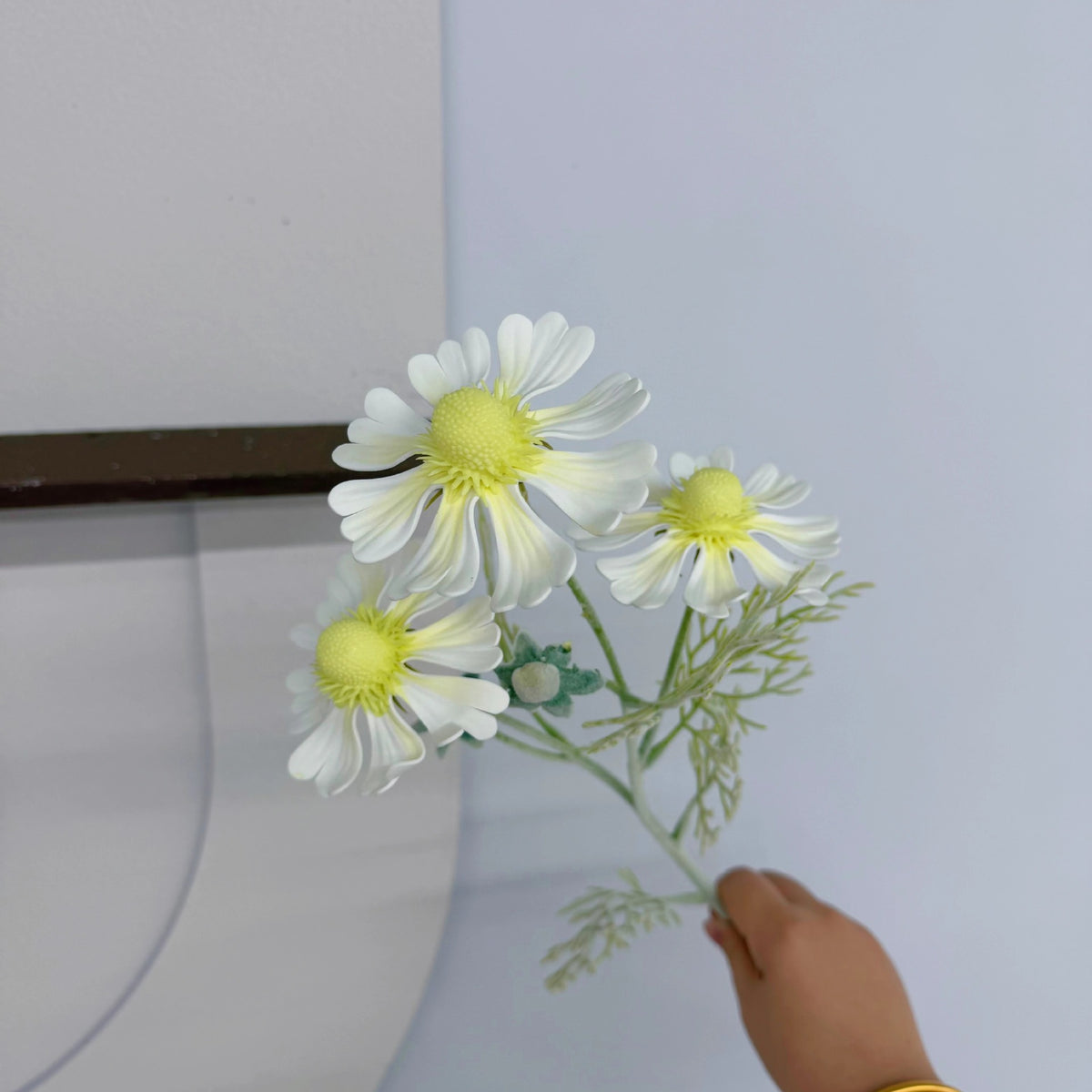 Künstliche Chrysantheme, 3 Blüten, 59 cm hoch, EVA-Material, für Hochzeit, Dekoration, Innenraum