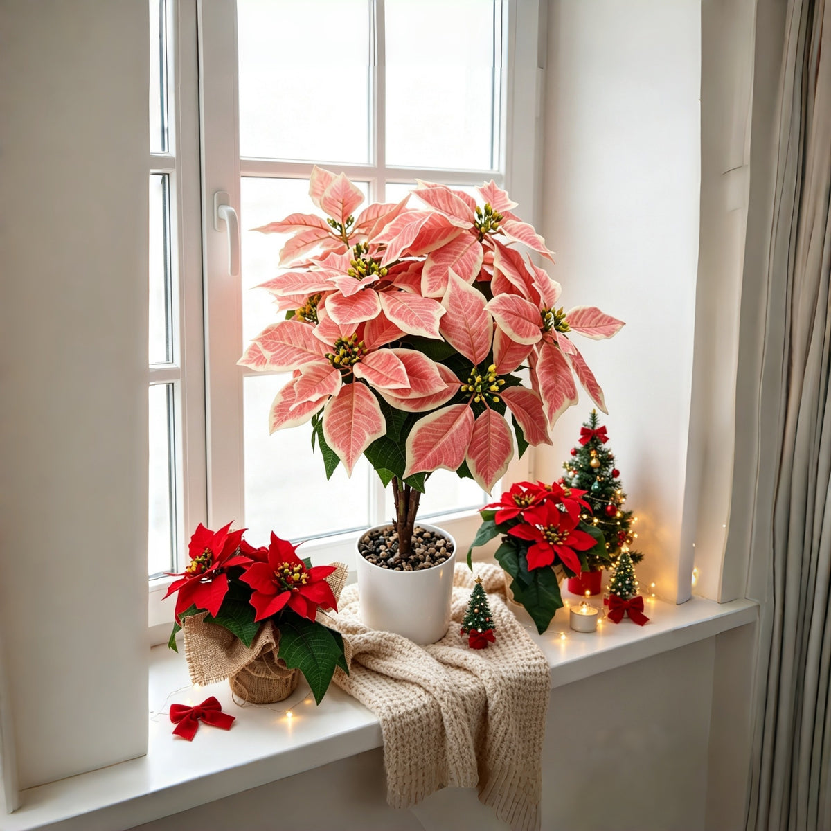 58 cm künstliche Weihnachtssterne, 12 Blüten, aus Seidenstoff, für Hochzeiten, Weihnachten und Dekoration