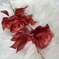 Künstliche Iris-Rose, 1 Stiel mit 2 Blüten, 80 cm Höhe, aus Seidenstoff, für Hochzeiten und Wohnaccessoires