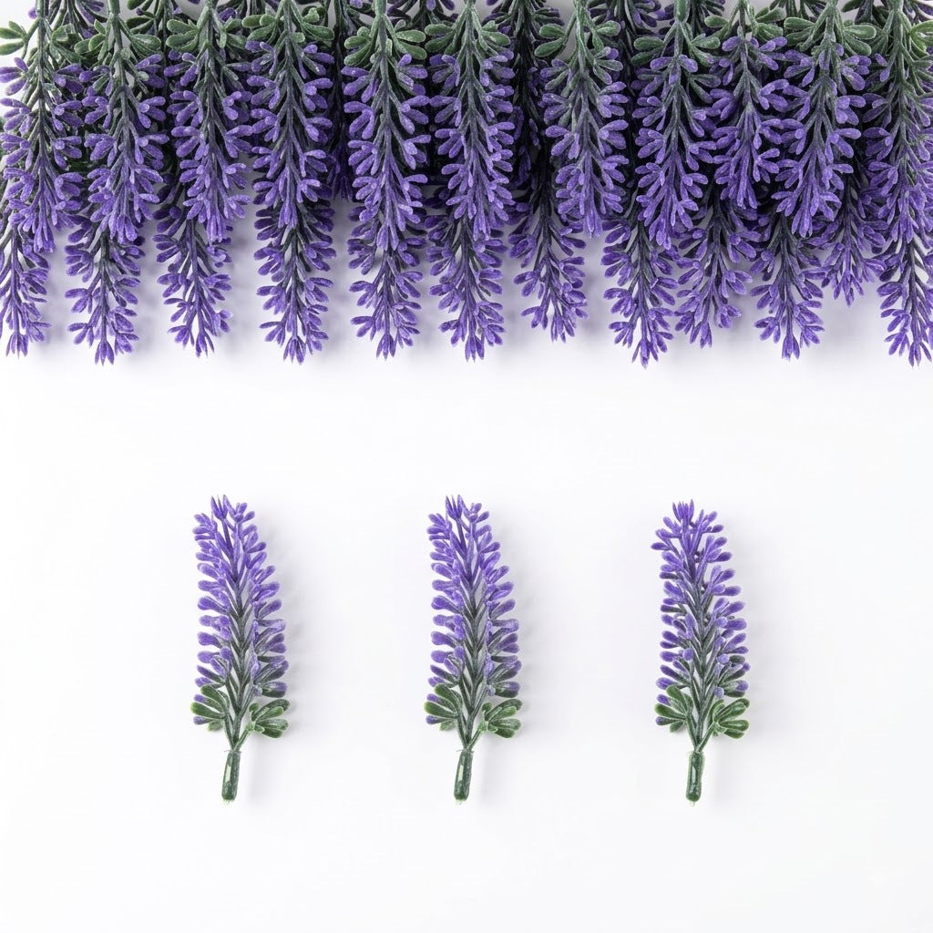 50er Pack Kunststoff Lavendelblüten, je 10 cm, für Hochzeiten, Dekoration, Innen- und Außenbereich