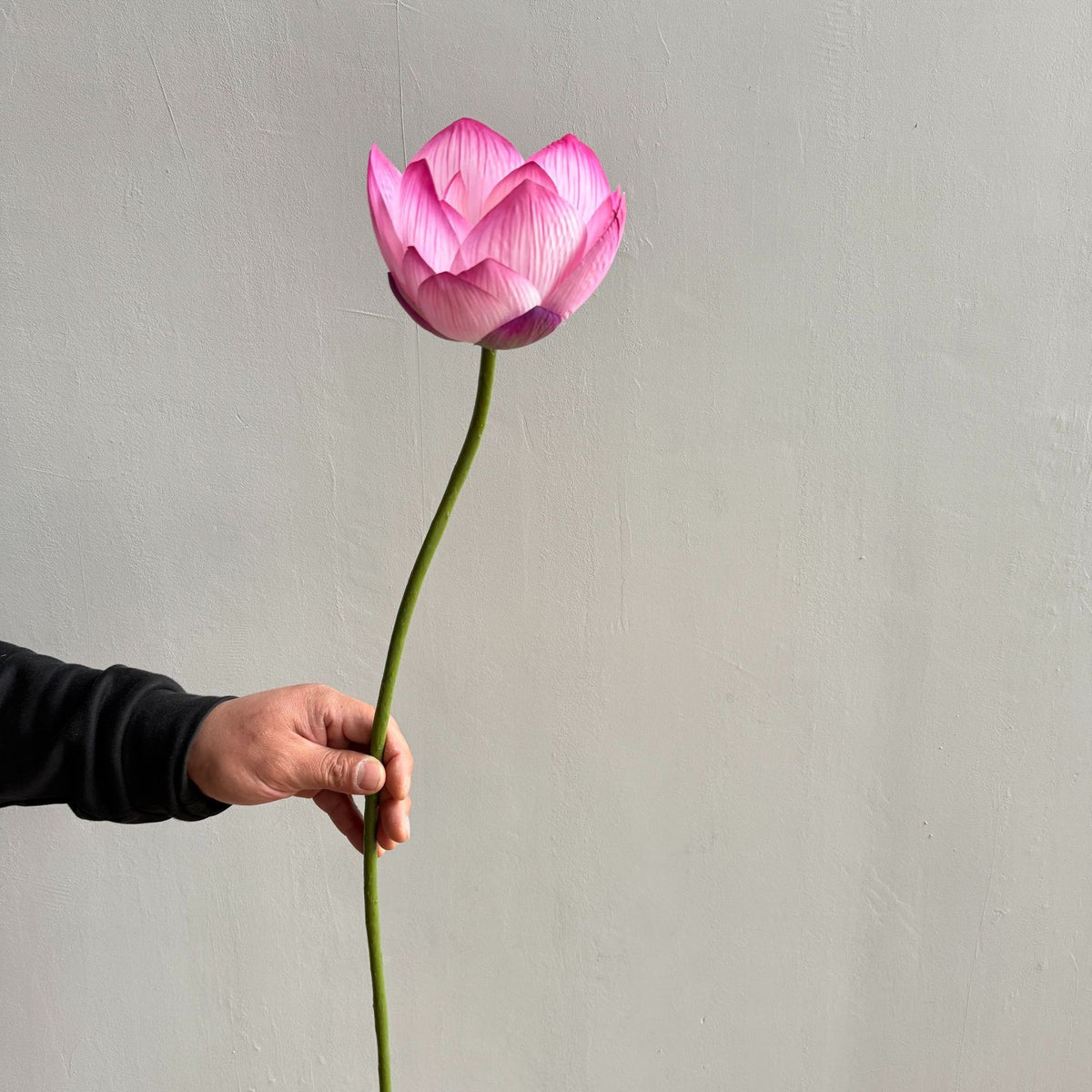 Künstliche Seerose, einzelne Stange mit Blatt und Lotosblüte, 80 cm, Seidenstoff, für Innen- und Außenbereich