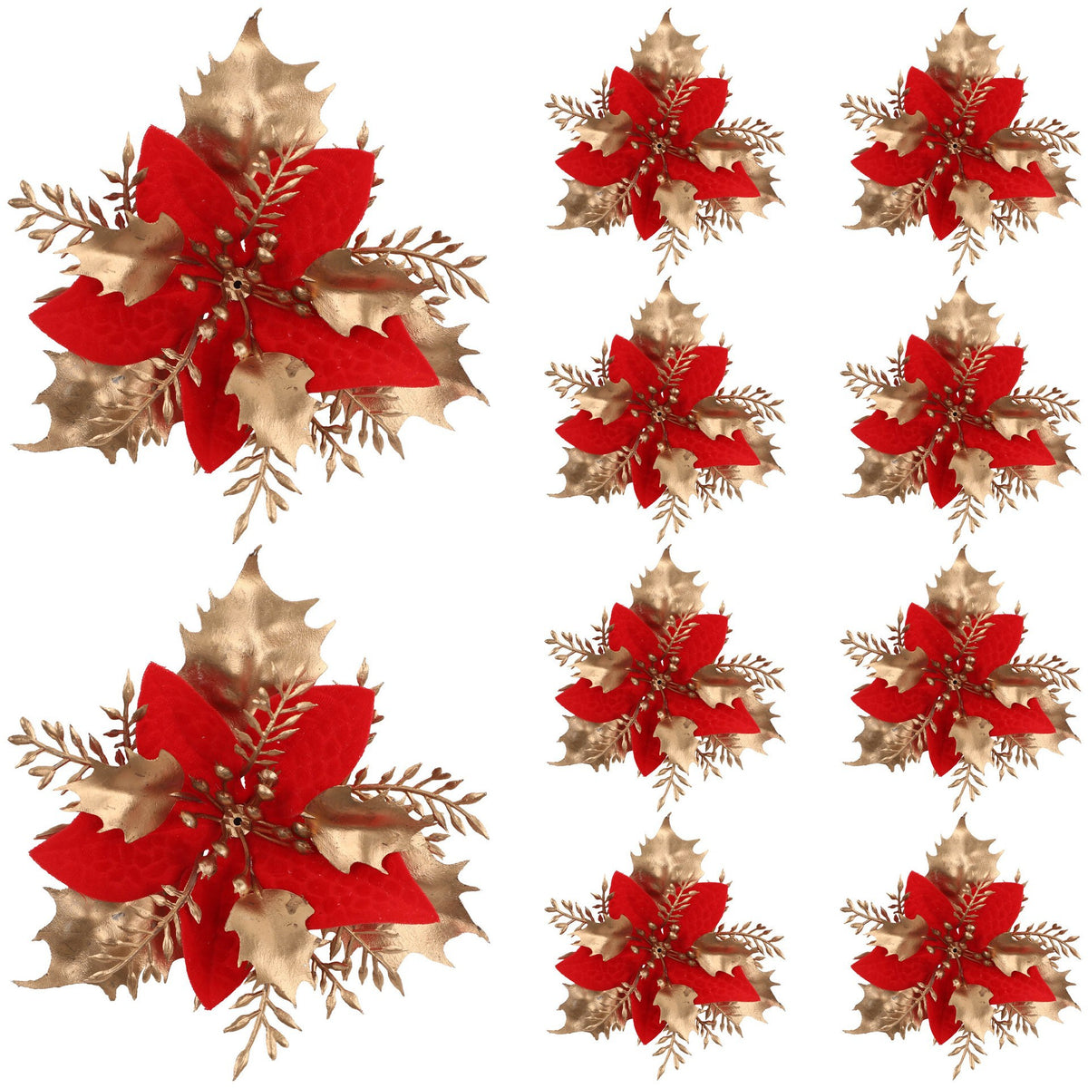 Künstliche Goldstaub-Blüte, 12 cm Durchmesser, Weihnachtsdekoration, DIY-Deko, einzeln
