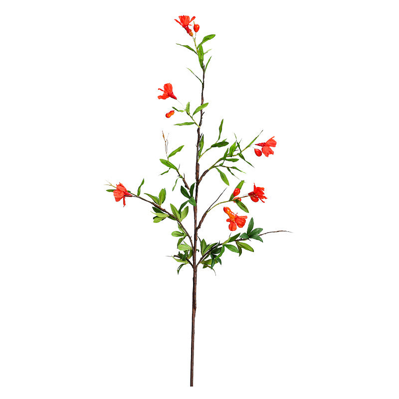 Künstliche Granatapfelblüte, einzelner Stiel mit 13 Blüten, 80 cm hoch, aus Kunststoff, für Innendekoration