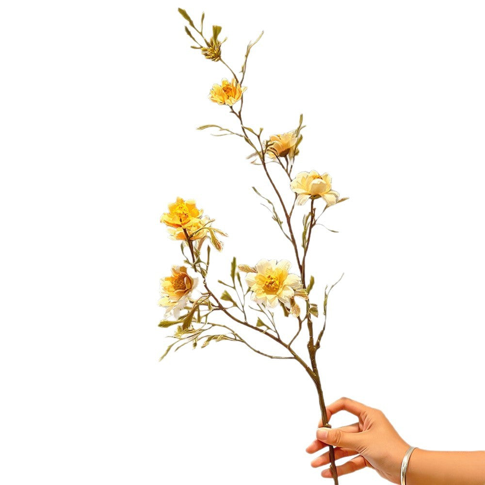Retro-Kamille-Kunstblume, Einzelstiel mit 9 Blüten, Höhe 84 cm, Polyester-Seide, für Haushalt und Gewerbe