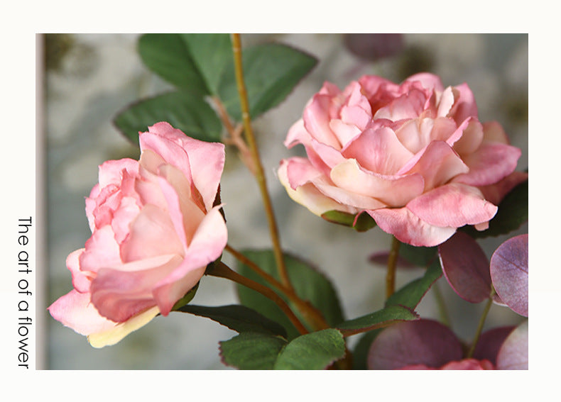 Künstliche Pfingstrose Seidenblume, 53 cm, 3 Blüten, retro ländlich, für Hochzeit Dekoration Shop Fensterbank