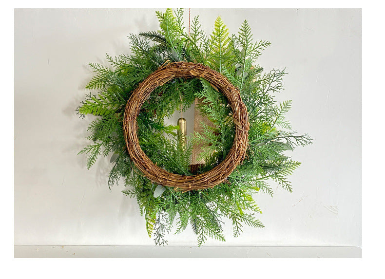 Weihnachtskranz mit Tannenzapfen und Glöckchen, 45 cm Durchmesser, rustikale Türdekoration, festliche Weihnachtsdekoration