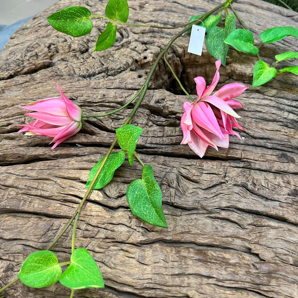 Künstliche Clematis-Blüte, 90 cm, Seidenstoff, Einzelstiel mit 3 Blüten, für Wohnzimmer, Hotel, Schaufensterdekoration