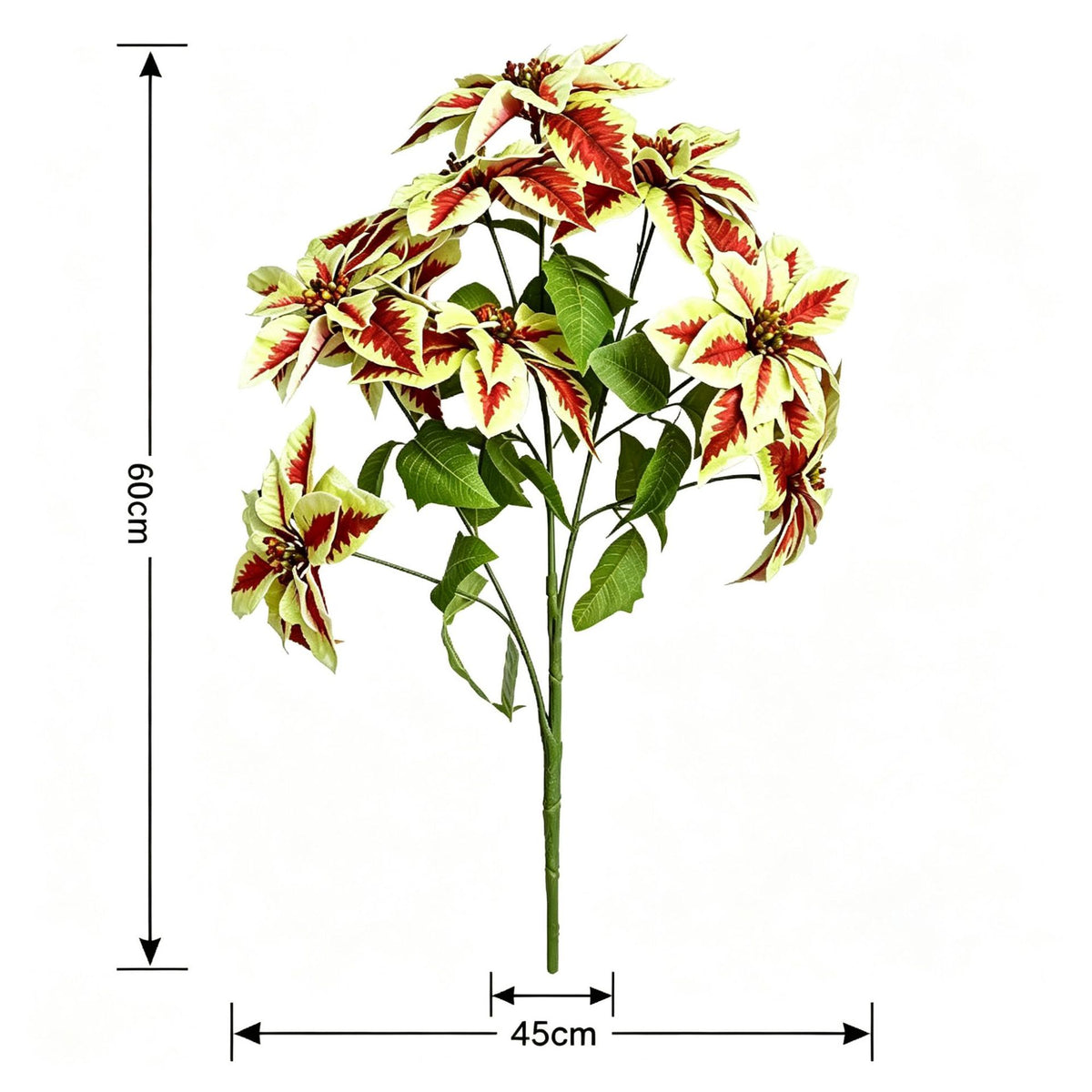 Künstliche Poinsettia-Blütenbusch mit 12 Blüten, 45 cm, für Hochzeiten, Wohn- und Geschäftsräume