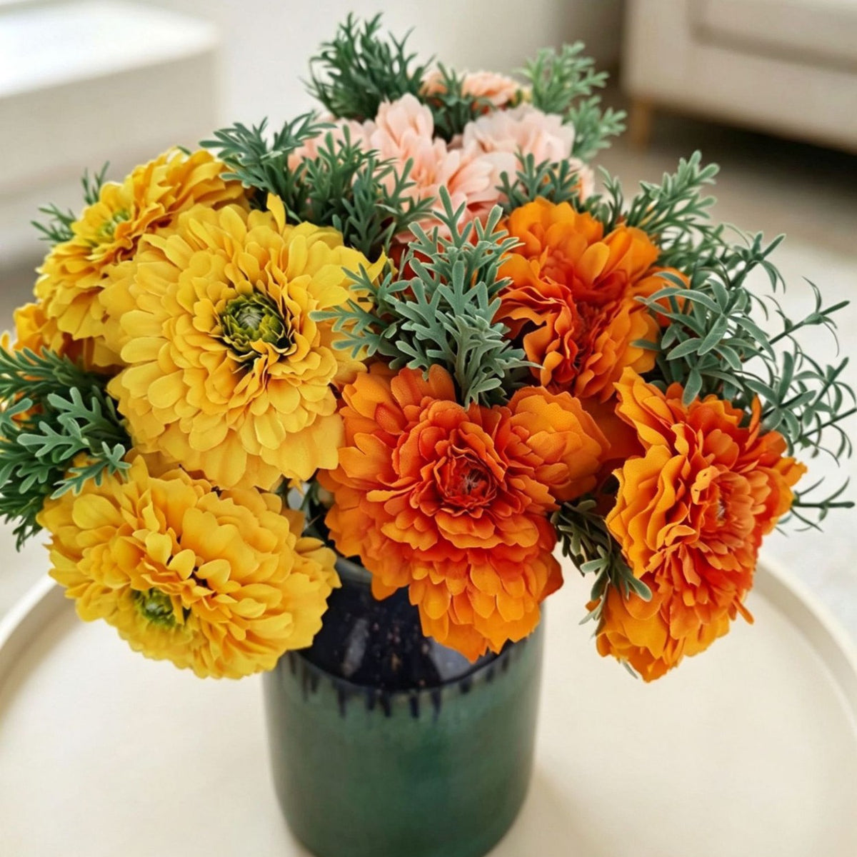 Künstliche Chrysanthemen-Blumenstrauß, 6 Blüten, 30 cm Höhe, aus Seidenstoff, für Zuhause und Gewerbe