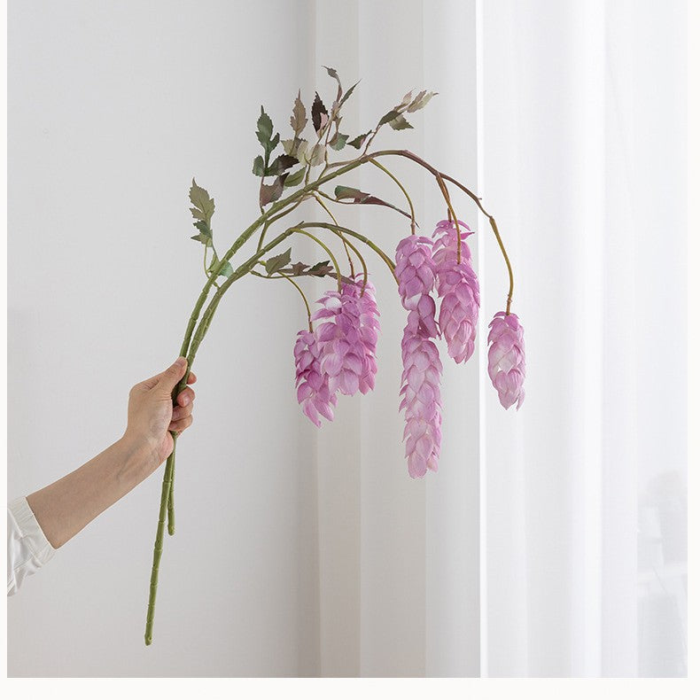 Künstliche Hopfenblüte, einzelner Stiel mit 5 Blüten, 50 cm Höhe, PU-Material, für Hochzeiten und Dekoration