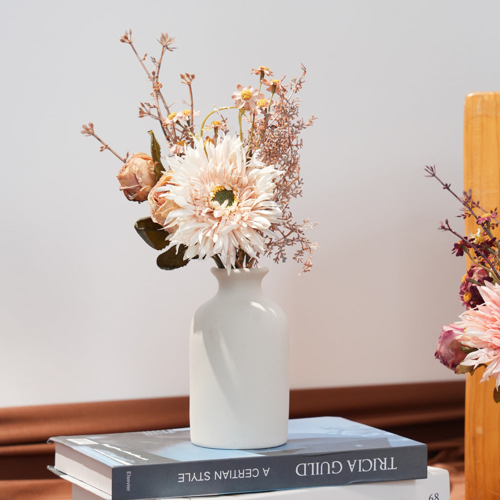 Künstlicher Pfingstrosen-Strauß, 3 Blüten, 32 cm hoch, Seidenblumen für Innenraum-Deko, Hochzeit, Event