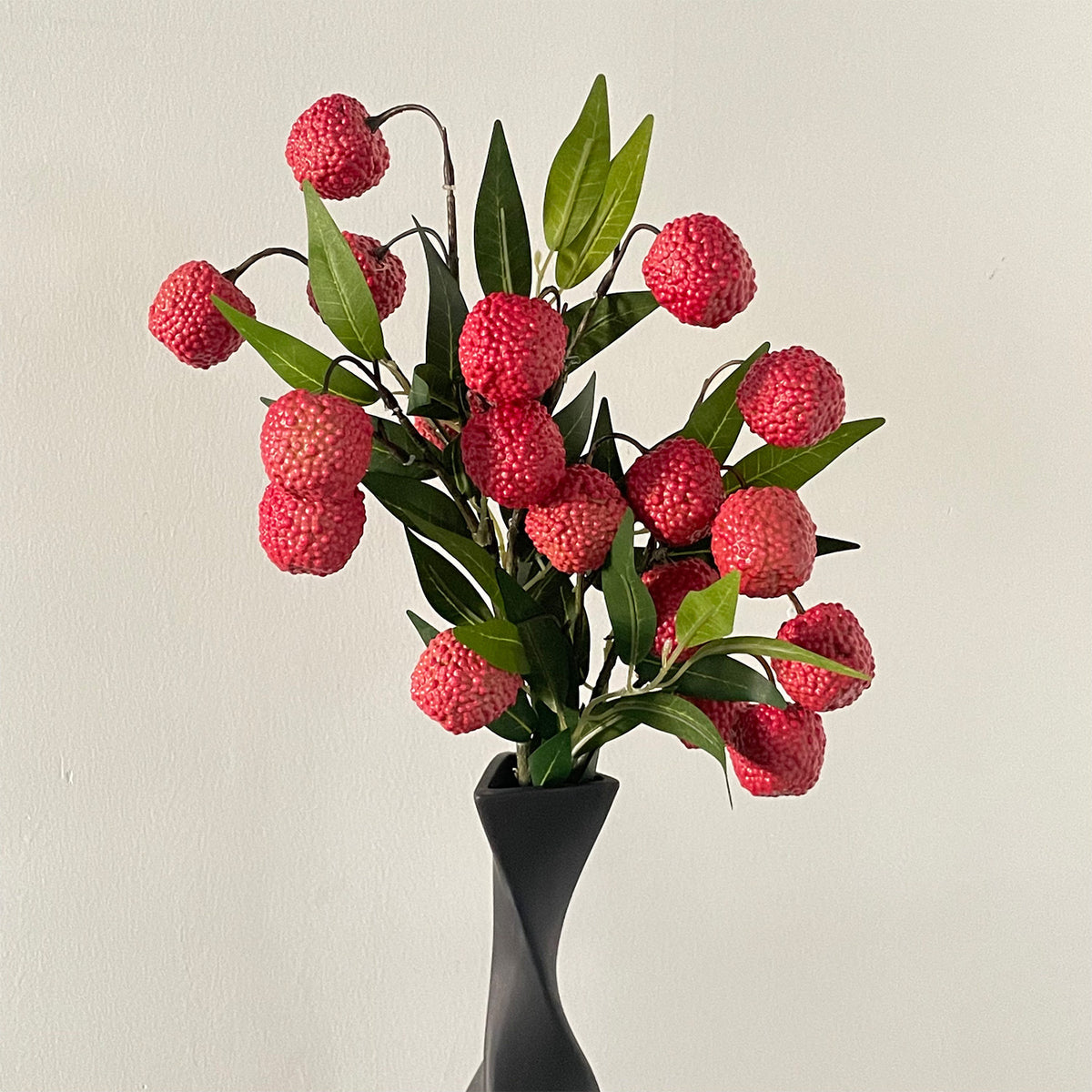 Künstliche Litschifrucht-Zweige, 45 cm, 9 Blüten, 3,5 cm Durchmesser, für Innendekoration, Hotel, Einzelhandel, Hochzeiten