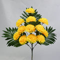 Künstliche Chrysanthemen Busch mit 12 Blüten, 52 cm Höhe, UV-beständig für Friedhof und Außenbereich