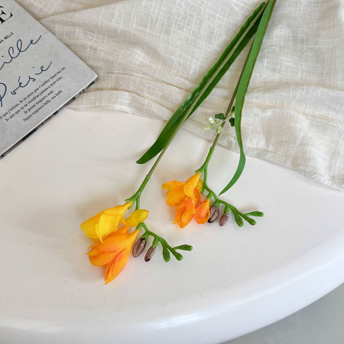 Künstliche Orchideen im Bush-Stil, 6 Blüten, 60 cm Höhe, aus Seidenstoff, für Hochzeiten und Innendekoration