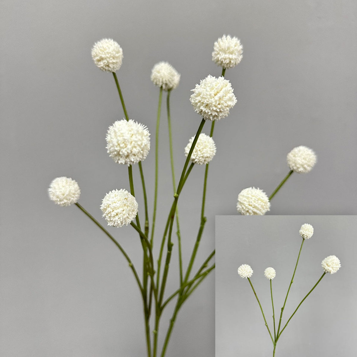 Kunstblume Craspedia (Goldkugel), Busch mit 4 Blütenköpfen, Kunststoff, für Hochzeit, Hotel und Wohnraum-Deko