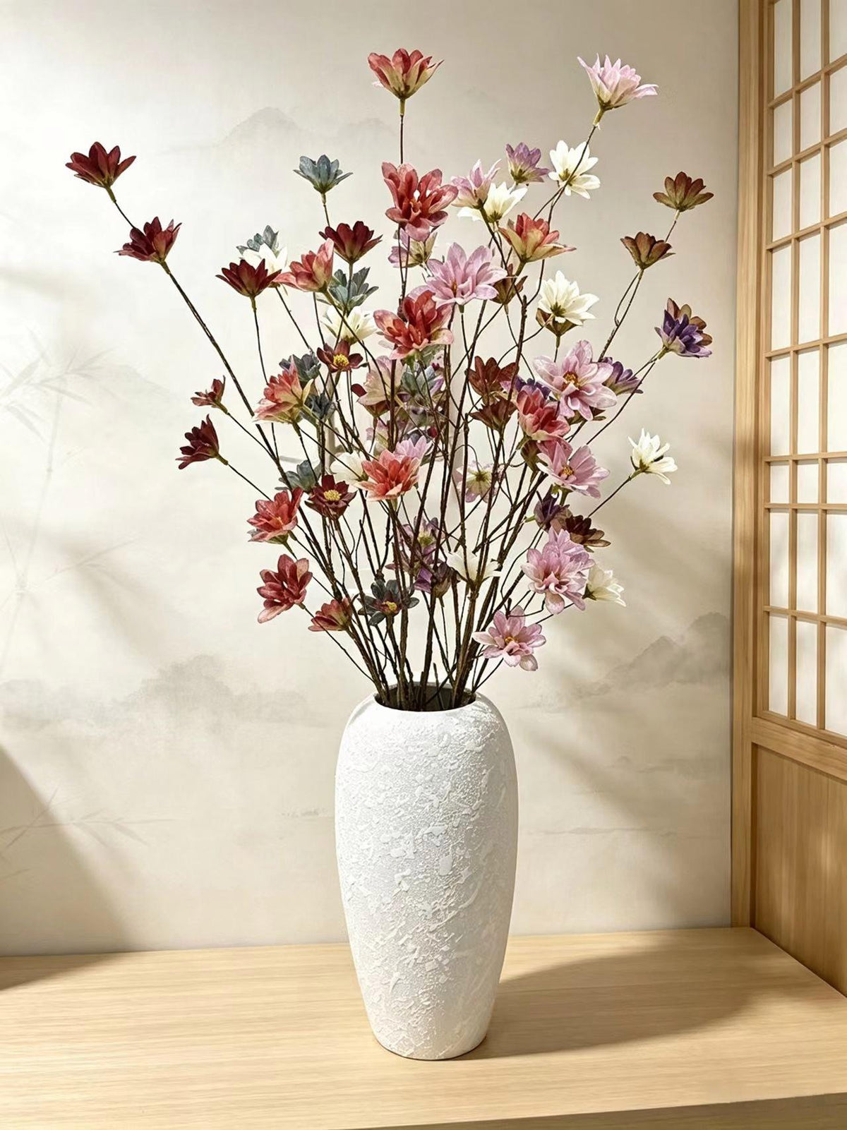 Künstlicher Rittersporn-Blumenstrauß, 12 Blüten, 49 cm hoch, Seidenstoff, für Hochzeit, Innenraum, Gewerbe-Deko