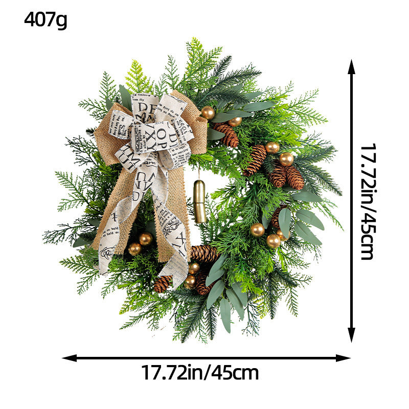 Weihnachtskranz mit Tannenzapfen und Glöckchen, 45 cm Durchmesser, rustikale Türdekoration, festliche Weihnachtsdekoration