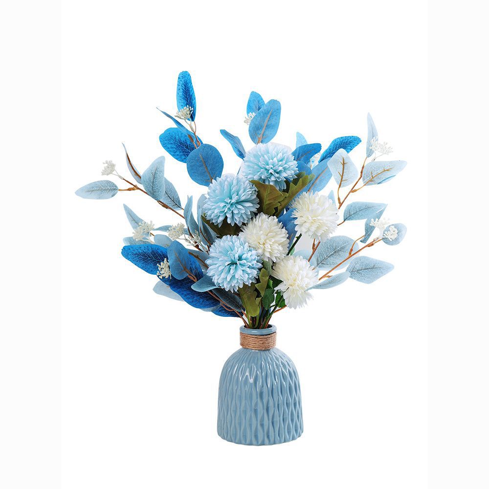 46 cm künstlicher Blumenstrauß mit Chrysanthemen und Eukalyptus, für Hochzeiten, Hausdekoration und Einzelhandel