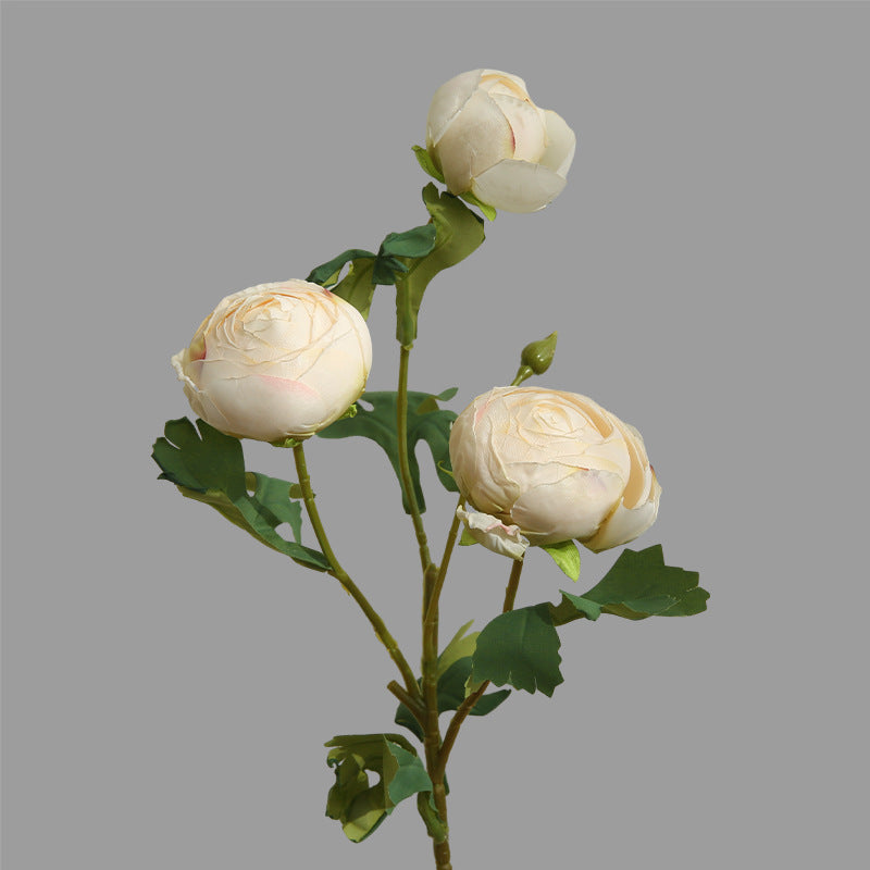 Künstliche Blumensträußer, 3-köpfige geröstete Rand-Tee-Rosen, 52 cm hoch, modern, aus Seidenstoff, für Innenraum-Deko, Hochzeiten, Events