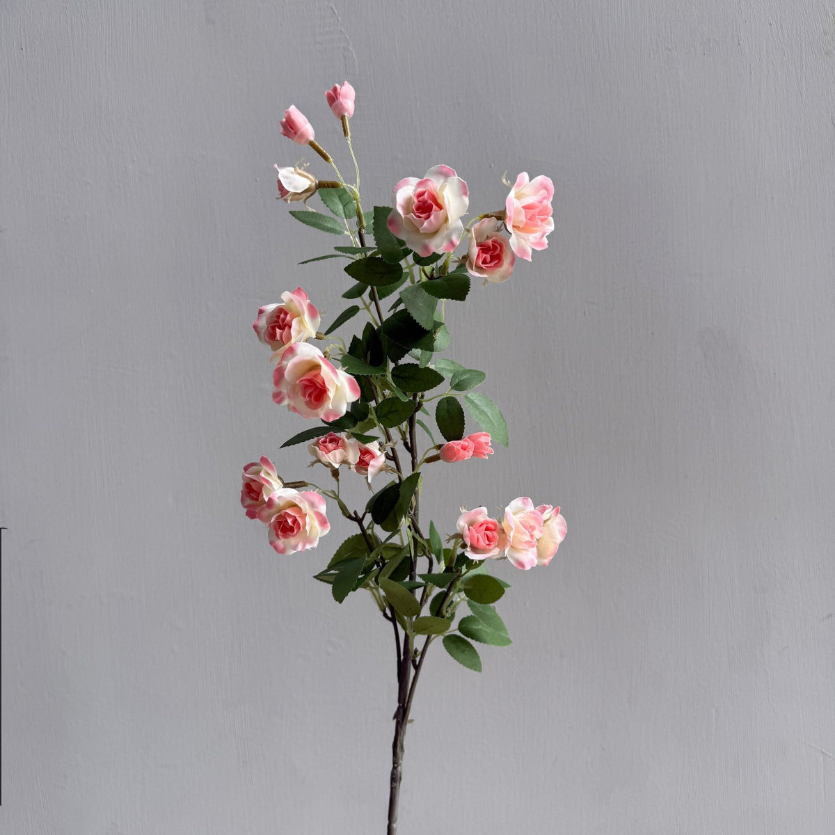 Künstliche Mini-Rosen-Busch mit 18 Blüten, 64 cm, Seidenblumen für Innenraum-Deko, Hochzeit, Event