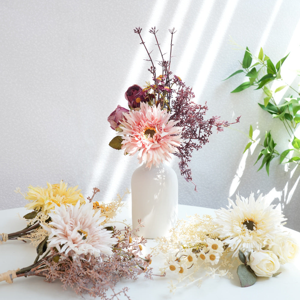 Künstlicher Pfingstrosen-Strauß, 3 Blüten, 32 cm hoch, Seidenblumen für Innenraum-Deko, Hochzeit, Event