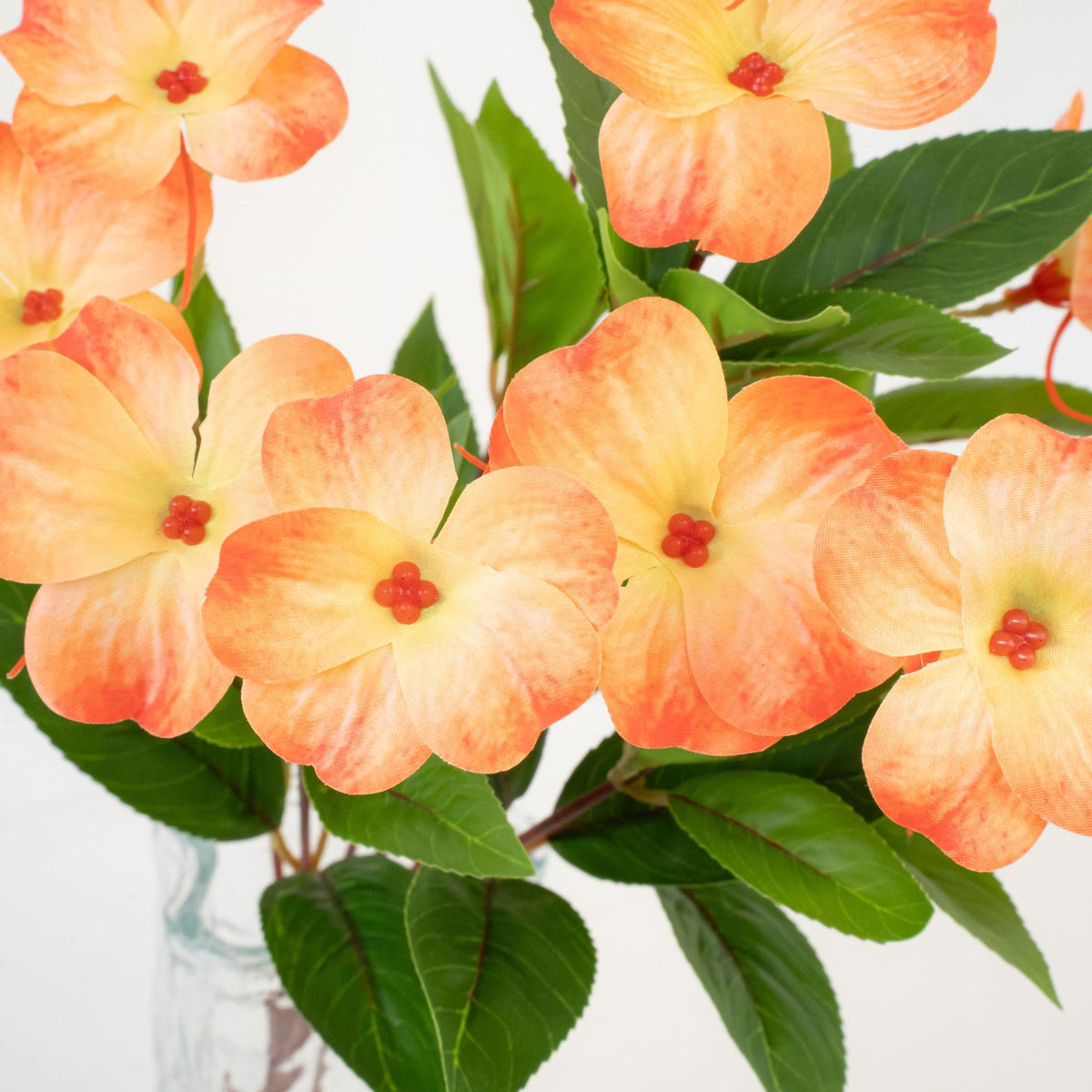 Künstliche Balsamine Blumenstrauß, 40 cm, 14 Blüten, UV-beständig, Innen- und Außenbereich