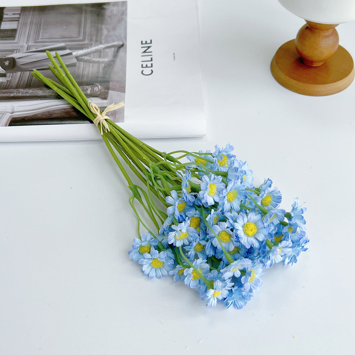 Künstliche Gänseblümchen Seidenblumen Bouquet 26 cm, 6er-Set für Hochzeit, Dekoration, Ladenlokal, Zuhause