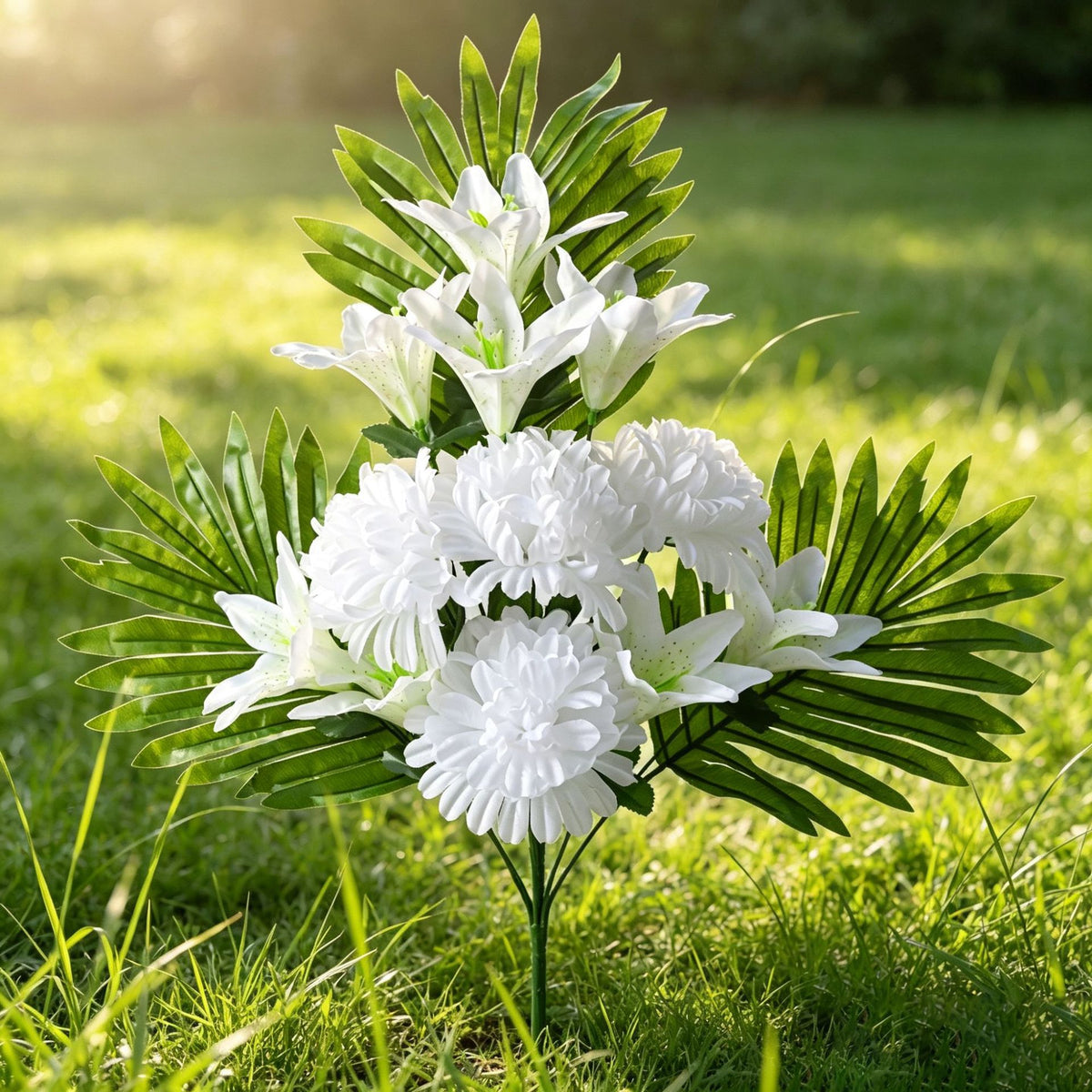 Künstlicher Blumenstrauß mit 12 Lilienblüten, 56 cm hoch, für Außendekoration und kommerzielle Räume