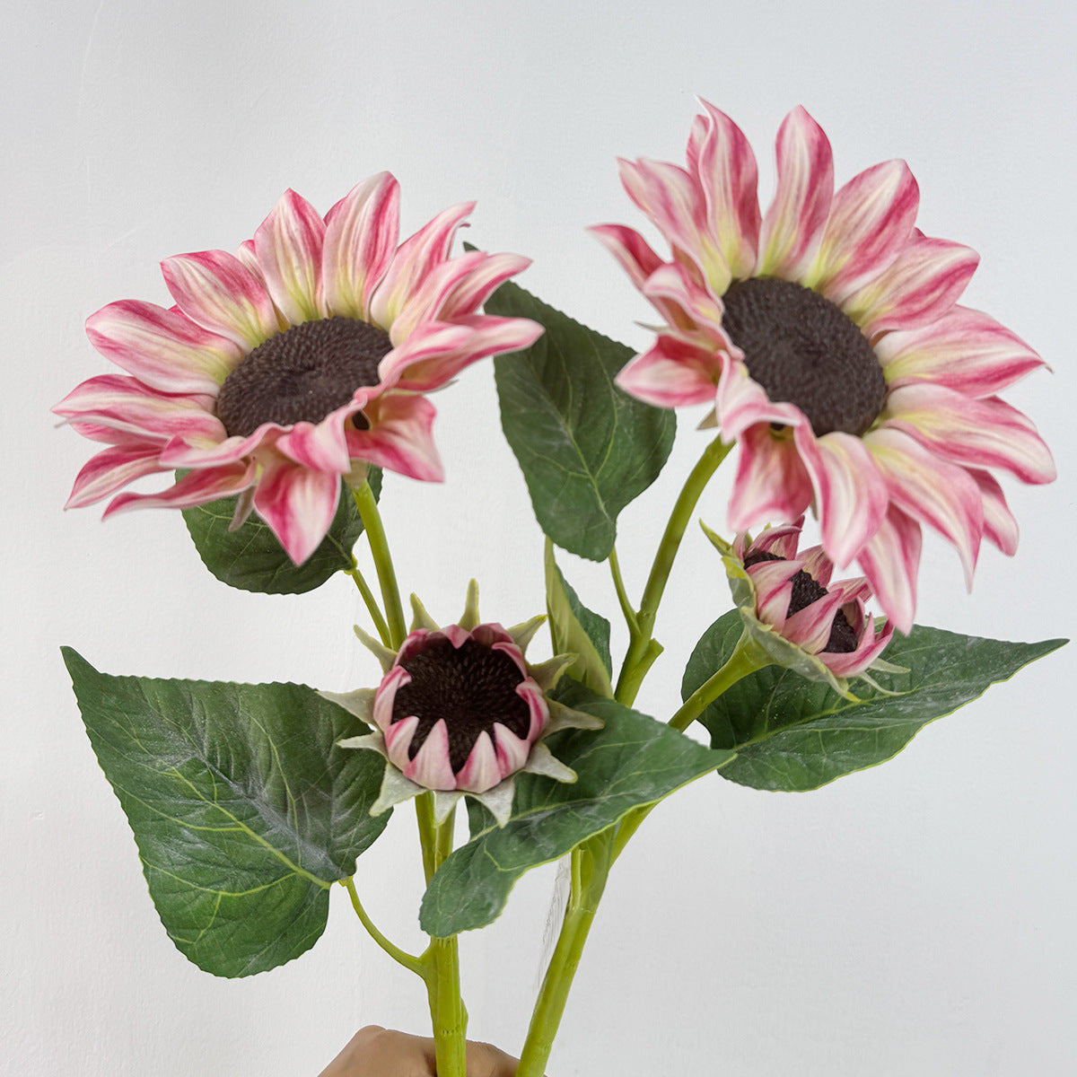 116cm künstliche Sonnenblumen, 2-Blüten-Busch, für Hochzeitsdekoration und Innenraumgestaltung