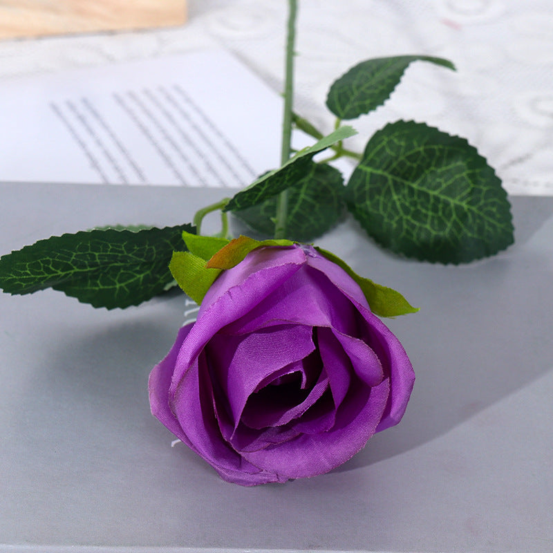 Künstliche Schneeberg-Rose, Einzelstiel mit 1 Blüte, biegbarer Stiel aus Stoff und Draht, für Hochzeit, Hotel und Zuhause