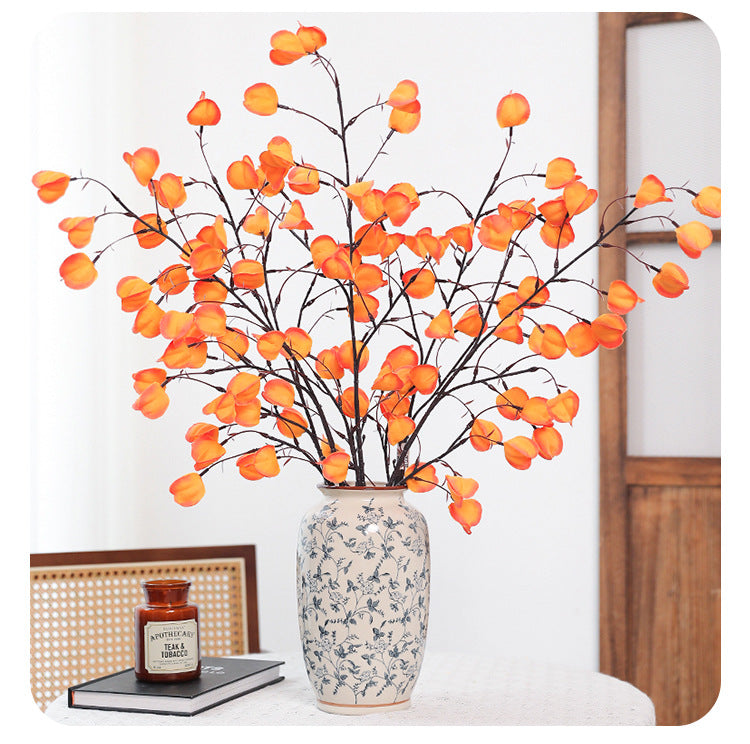 Künstliche Laternenblumen, 100 cm, Seidenstoff, orange-rot, für Hochzeiten, Wohnungen, Büros, Einzelhandel