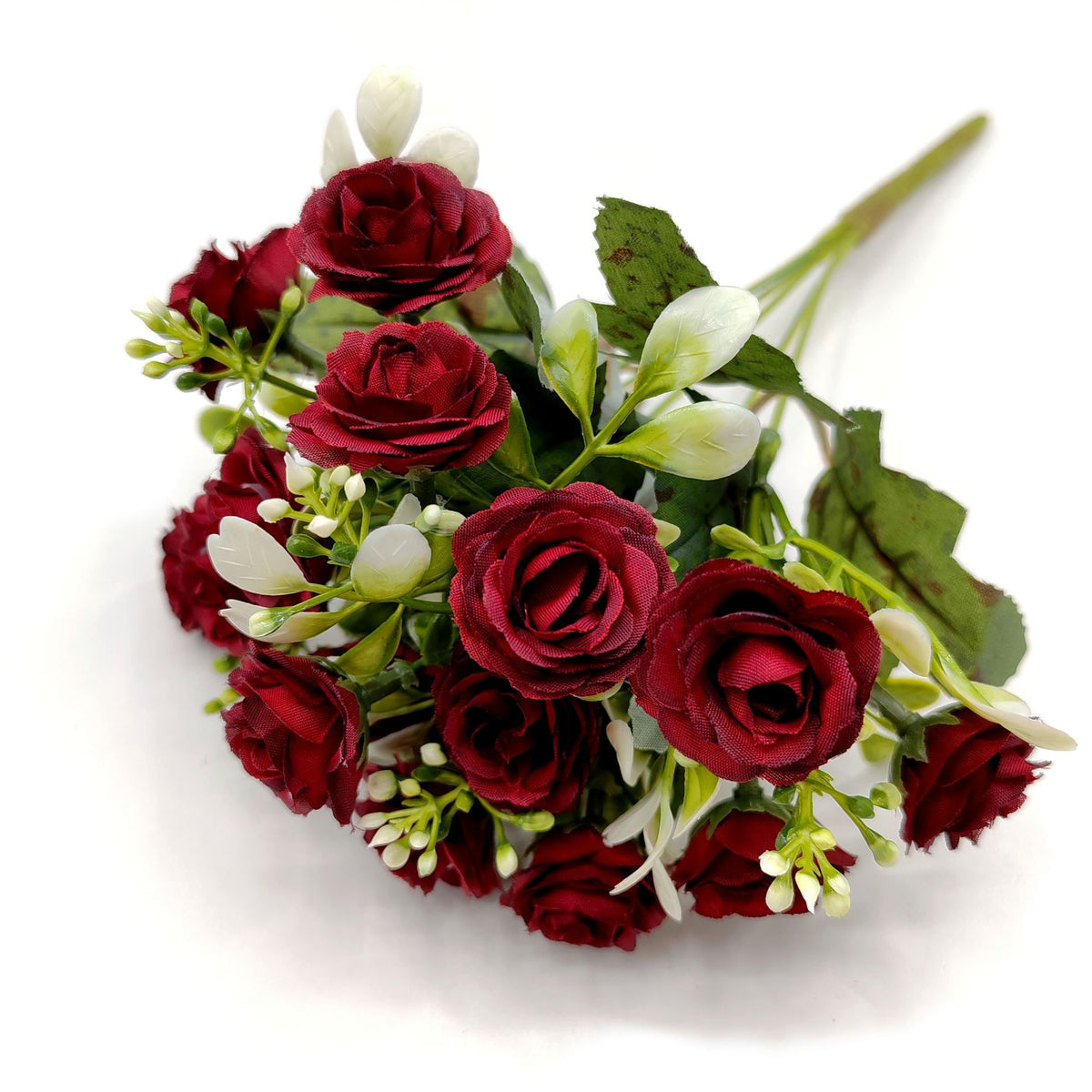 Künstliche Rose, Strauß mit 15 Blüten, 30 cm hoch, Seidenstoff, für Hochzeiten und Innendekoration