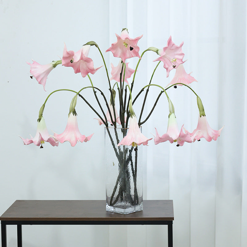 Künstliche Engelstrompete, 1 Stiel mit 2 Blüten, PU-Material, 78 cm Höhe, 18 cm Blütendurchmesser, für Hochzeiten, Outdoor & Innenraum