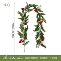 Künstliche Kiefernranke mit roten Beeren und Münzblättern, Kunststoff-Girlande 180 cm, für Weihnachten, Hotel und Schaufenster